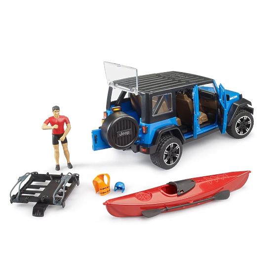 Bruder Jeep Wrangler Rubicon s kajakom i figuricom 1:16
