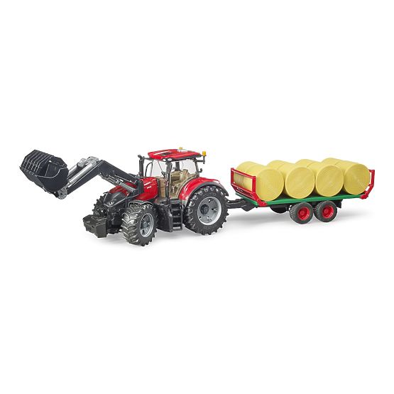 Bruder traktor Case IH Optum 300 CVX s prednjim utovarivačem i transporterom za bale