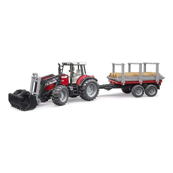 Bruder traktor Massey Ferguson 7480 s prednjim utovarivačem i transporterom za trupce