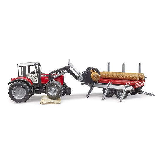 Bruder traktor Massey Ferguson 7480 s prednjim utovarivačem i transporterom za trupce