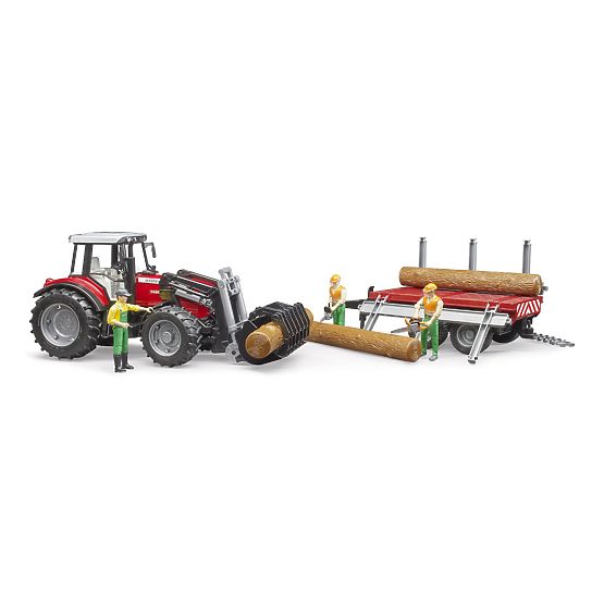 Bruder traktor Massey Ferguson 7480 s prednjim utovarivačem i transporterom za trupce