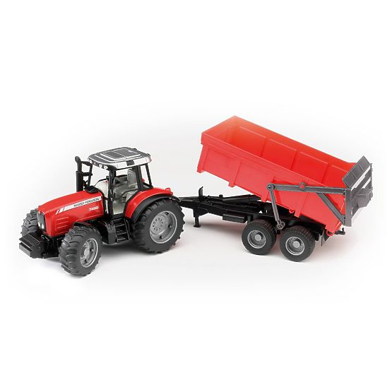 Bruder traktor MASSEY FERGUSON s crvenom prikolicom