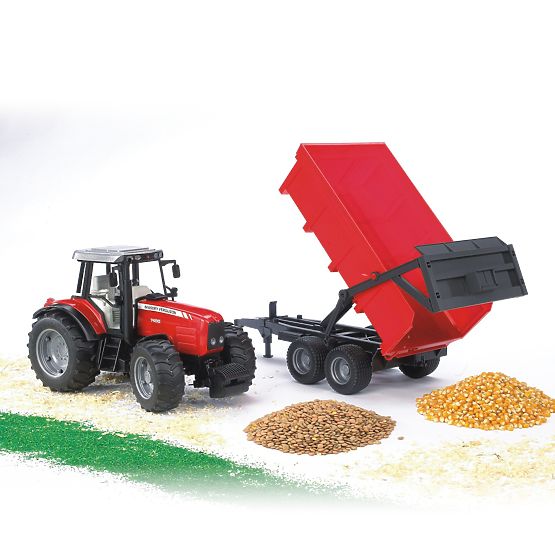 Bruder traktor MASSEY FERGUSON s crvenom prikolicom