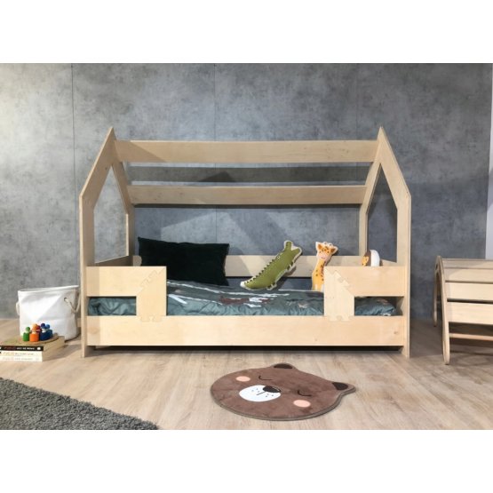 Krevet u obliku kuće Slagalica 160x80 - prirodna boja