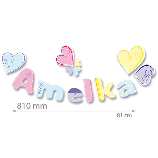 Dekorace na zeď Písmenka - pastelová srdce