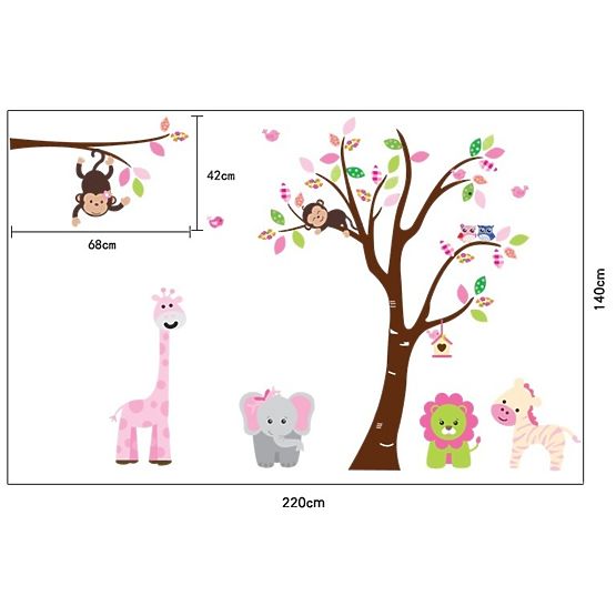 Dekorace na zeď - zvířatka safari