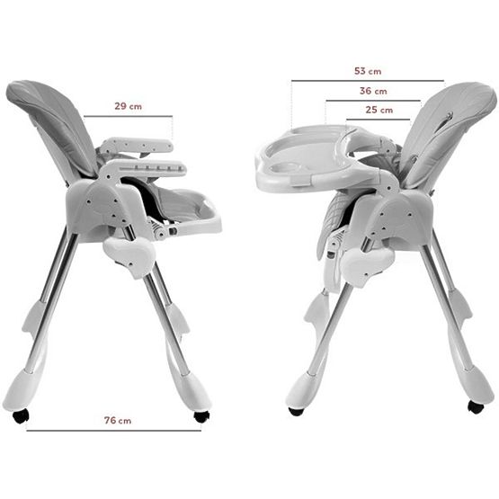 Dětská jídelní židlička Luxa - šedá