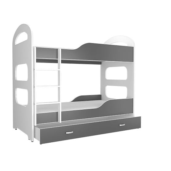 Dětská patrová postel Dominik - bílo-šedá