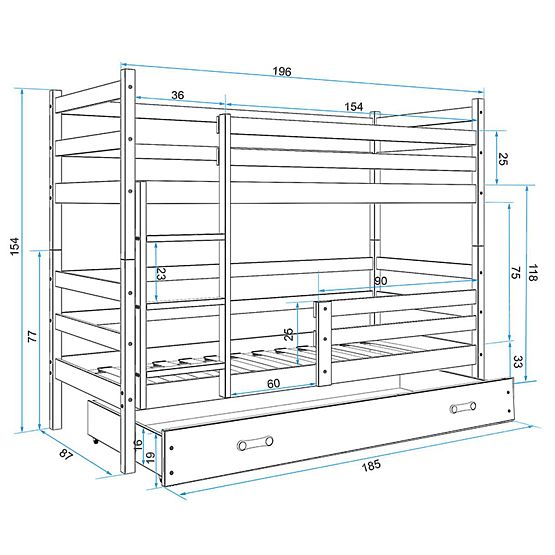 Dětská patrová postel Rocky - přírodní-bílá