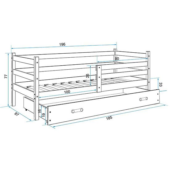 Dětská postel Erik 190x80 cm - přírodní-modrá