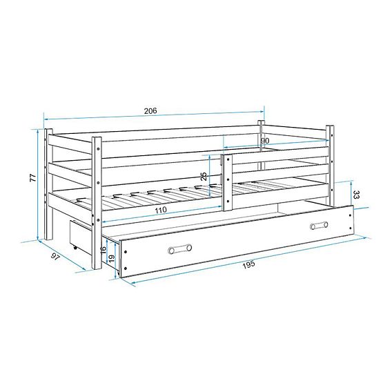 Dětská postel Erik - šedá