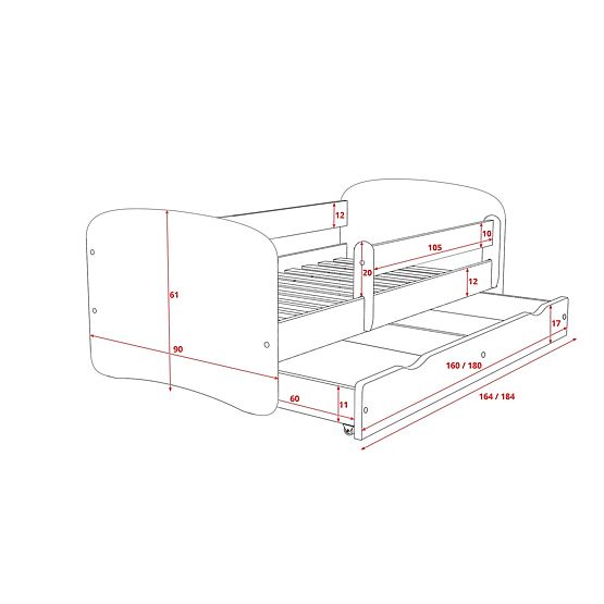 Dětská postel se zábranou Ourbaby - Kočíčka - tmavý ořech