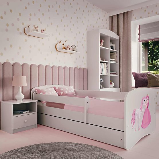 Dječji krevet s ogradom Ourbaby - Princeza s konjićem - bijeli