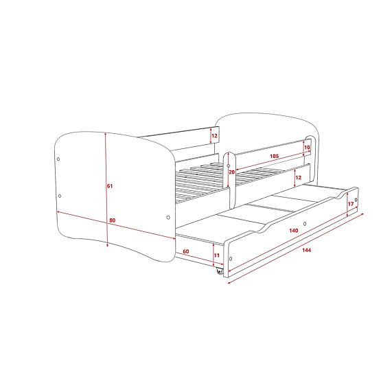 Dětská postel se zábranou Ourbaby - Slůně - modrá