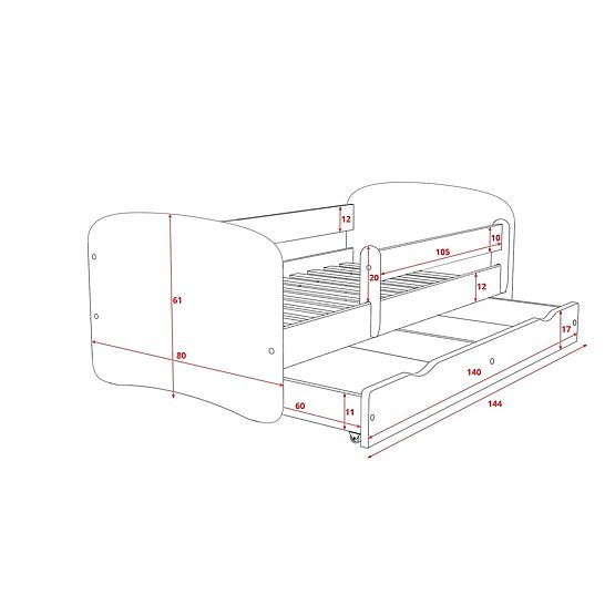  Dětská postel se zábranou - Panda - bílá