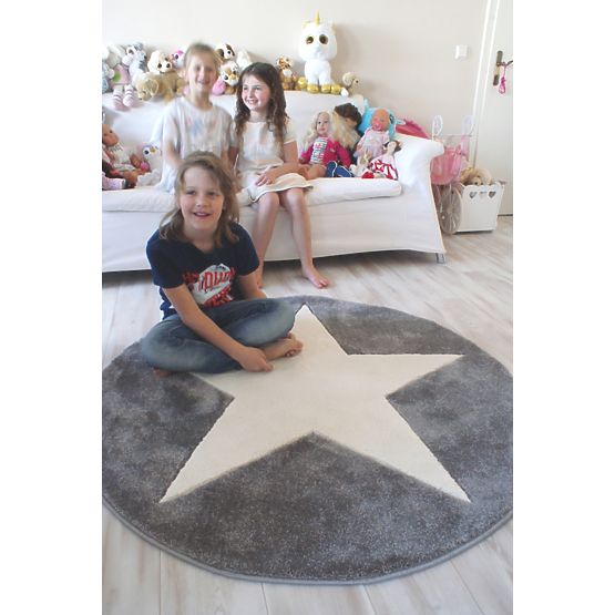 Dětský koberec STARS stříbrná-šedá/bílá