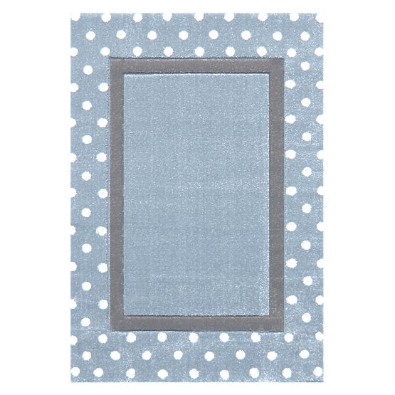 Dětský koberec Tečky modrá/stříbrná-šedá