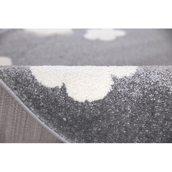 Dětský kulatý koberec MRÁČKY stříbrnošedý