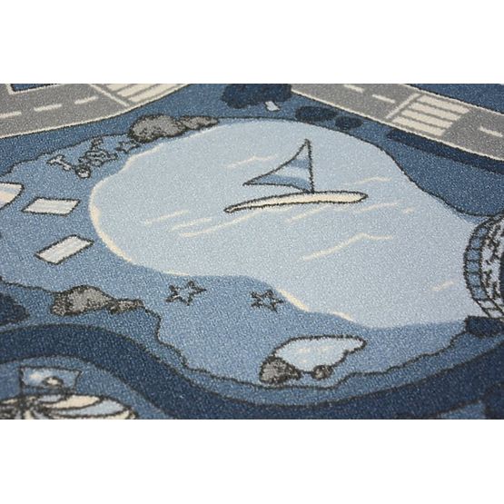 Dětský protiskluzový koberec Street - modrý