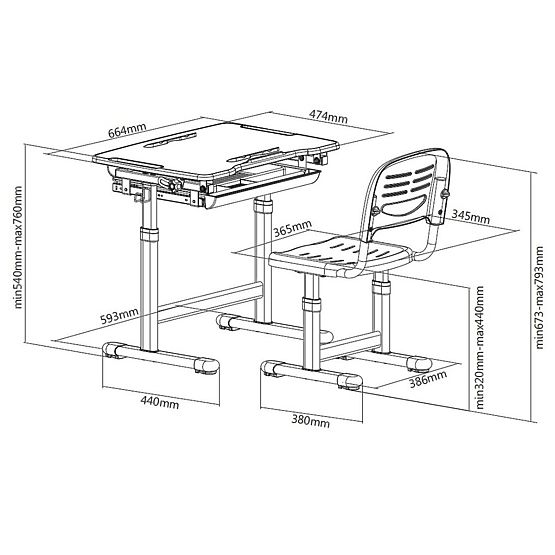 Dětský psací stůl + židle Bambino - různé barvy