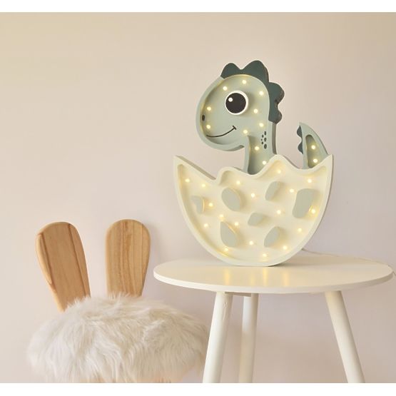 Dječja drvena svjetiljka LED svjetiljka Dino - pastelno zelena