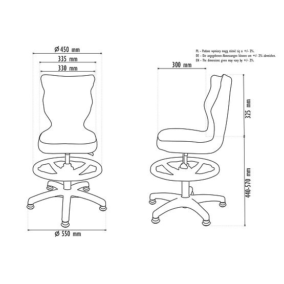 Dječja ergonomska stolica za pisanje prilagođena visini 119-142 cm - nogometne lopte