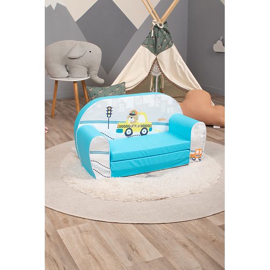 Dječja sofa Mačak taksist - plava
