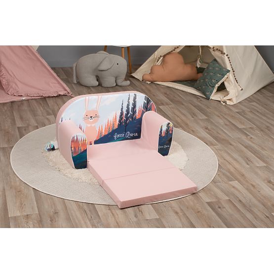 Dječji kauč Zeko u šumi - ružičasti