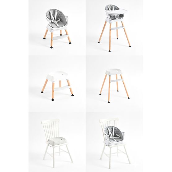 Dječja hranilica 6u1 s prošivenim presvlakom i sivim pladnjem ECOTOYS