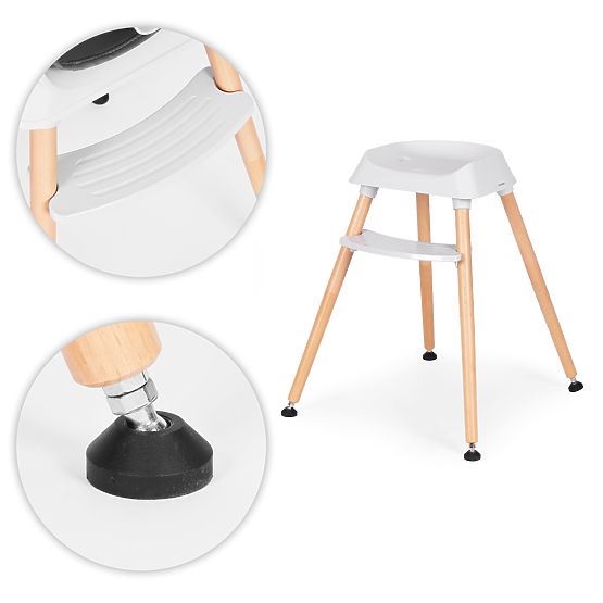 Dječja hranilica 6u1 s prošivenim presvlakom i sivim pladnjem ECOTOYS