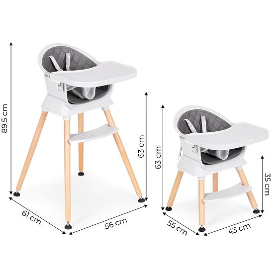 Dječja hranilica 6u1 s prošivenim presvlakom i sivim pladnjem ECOTOYS