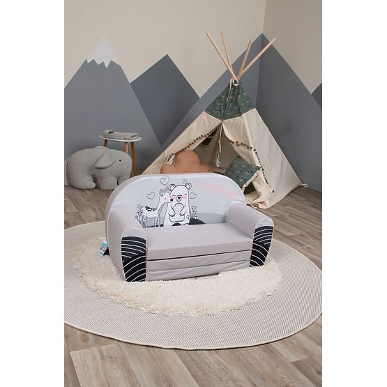 Dječja sofa Lane i medvjedić - siva