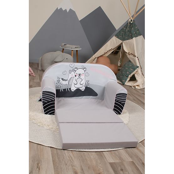 Dječja sofa Lane i medvjedić - siva