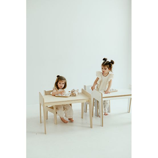 Dječji drveni stolić sa stolicom S/M - prirodni