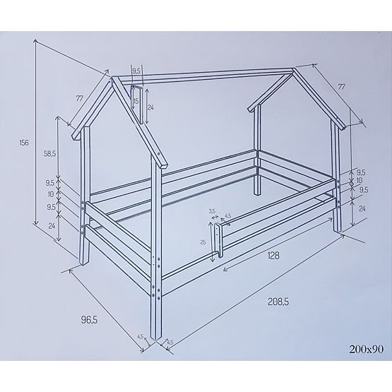 Dječji krevet kućica Frank - prirodan