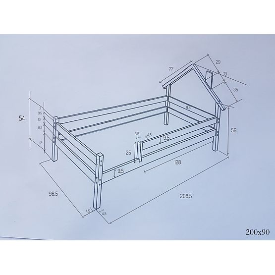 Dječji krevet kućica Ollie - prirodni