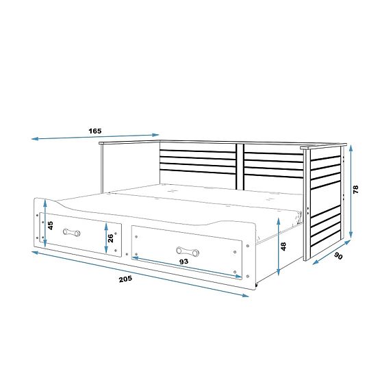 Dječji krevet na izvlačenje HERMES sa naslonom - bijeli