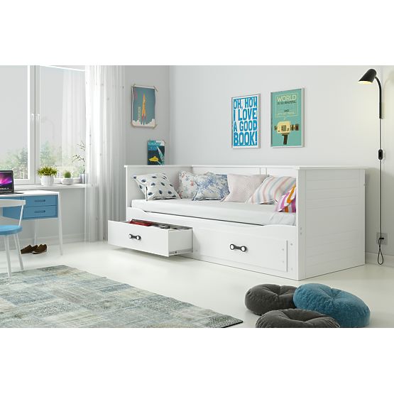 Dječji krevet na izvlačenje HERMES sa naslonom - bijeli