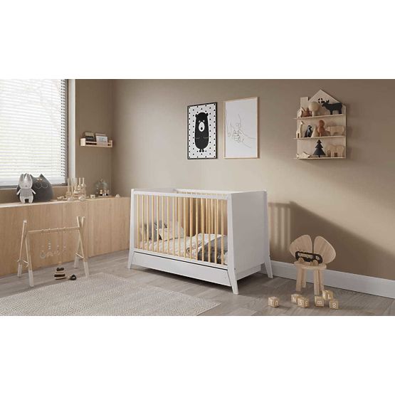 Dječji krevetić Cosmo Scandi 120x60 bijelo-prirodni