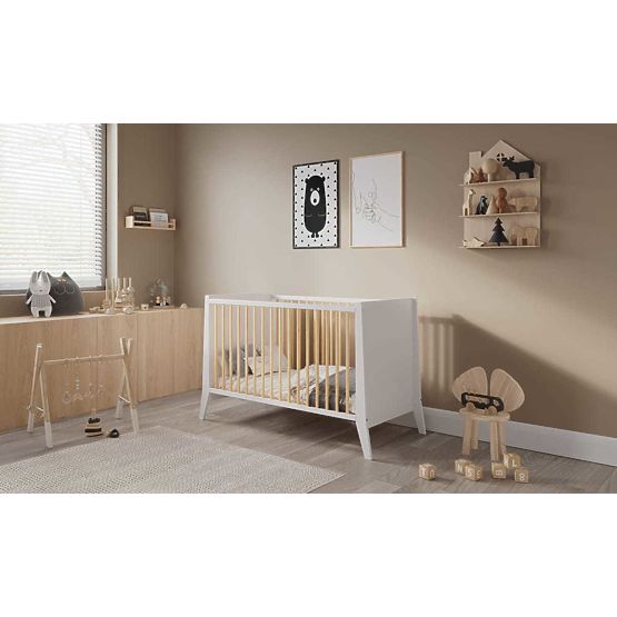 Dječji krevetić Cosmo Scandi 120x60 bijelo-prirodni