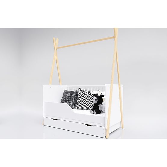 Dječji krevetić Teepee 140x70 cm - bijela / prirodna
