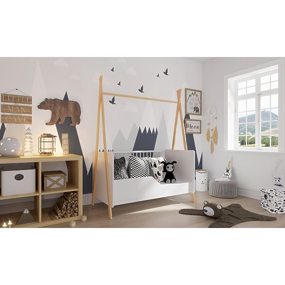Dječji krevetić Teepee 140x70 cm - bijela / prirodna