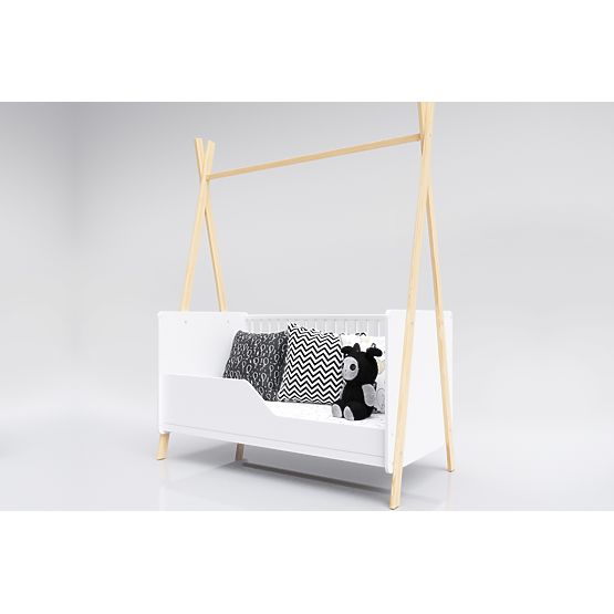 Dječji krevetić Teepee 140x70 cm - bijela / prirodna