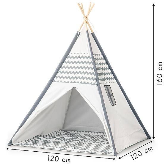 Dječji šator Teepee - sivo-bijeli