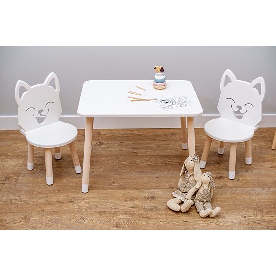 Dječji stol sa stolicama - Lisica - bijela boja