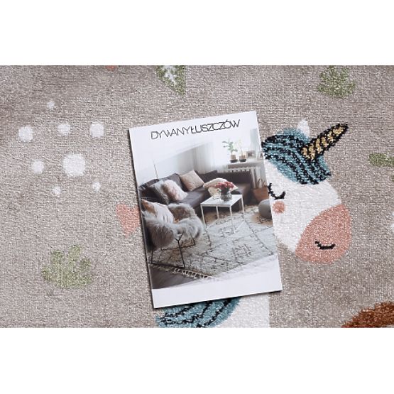 Dječji tepih FUN Sweety, jednorog, duga bež