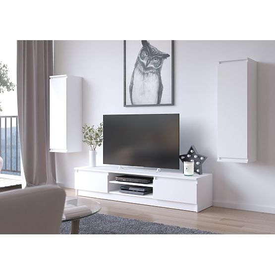 Dnevni zid CLP - set namještaja vitrina + bijela TV komoda