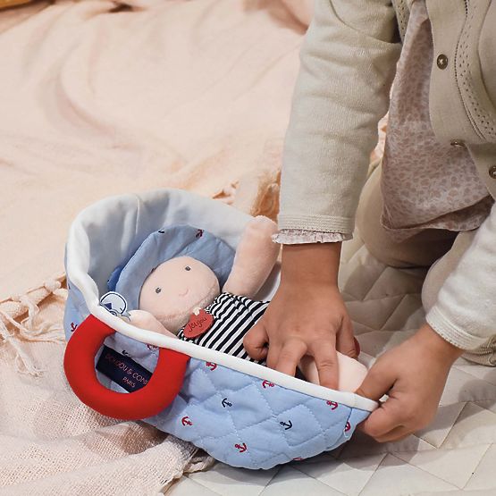 Doudou Jolijou Lutka u plavoj torbi za nošenje 20 cm