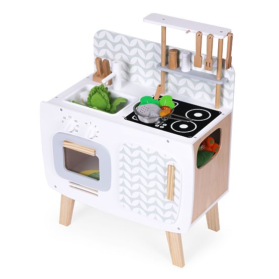 Drvena dječja kuhinja retro pećnica plamenici sudoper kuhinjski dodaci ECOTOYS
