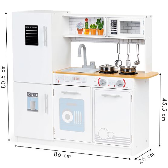 Drvena kuhinja za djecu LED svjetlo + lonci ECOTOYS